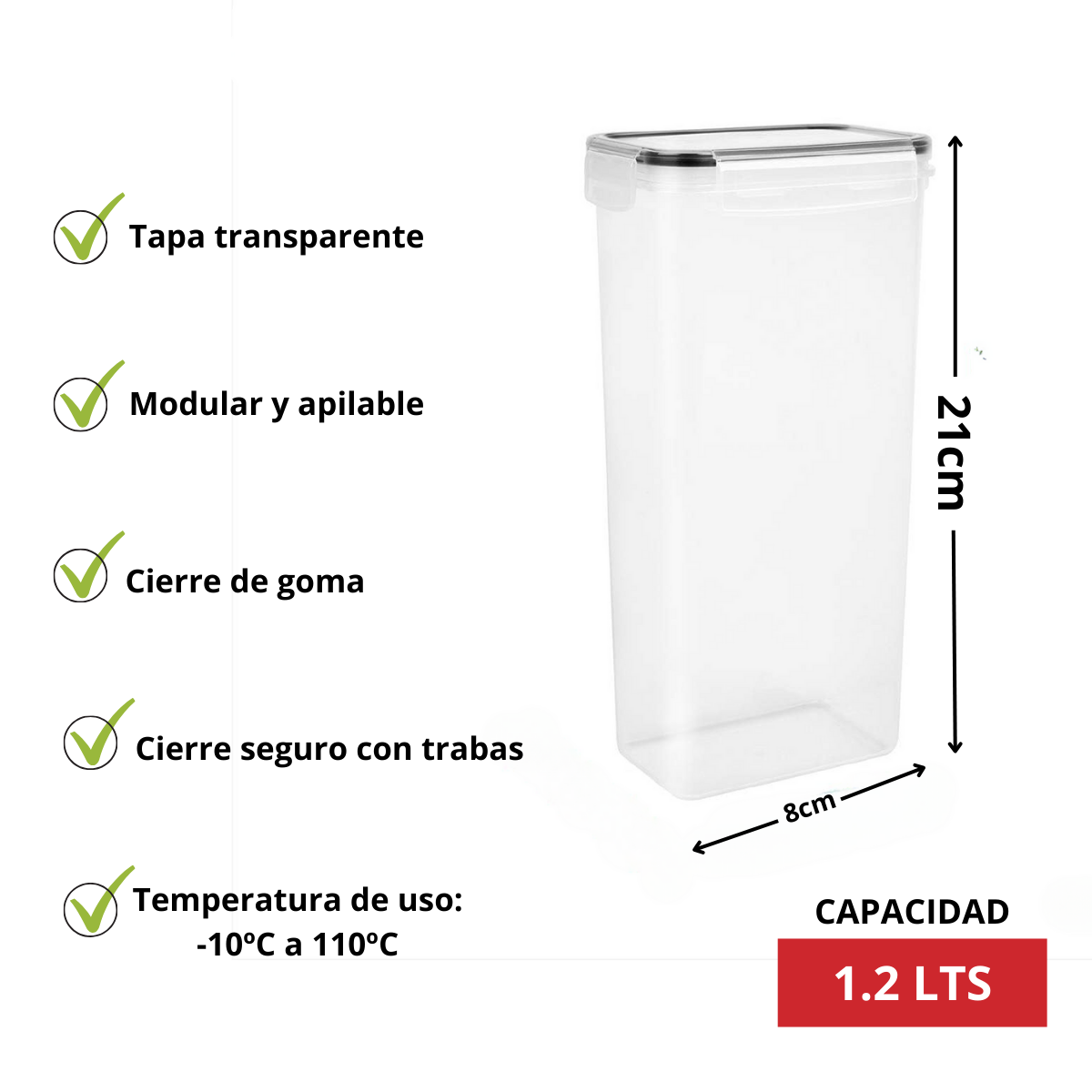 Recipiente Hermético para Cocina 1.2Litros - Imagen 3
