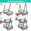 Frutero De 2 Niveles Con Canastos Resistente - Imagen 5