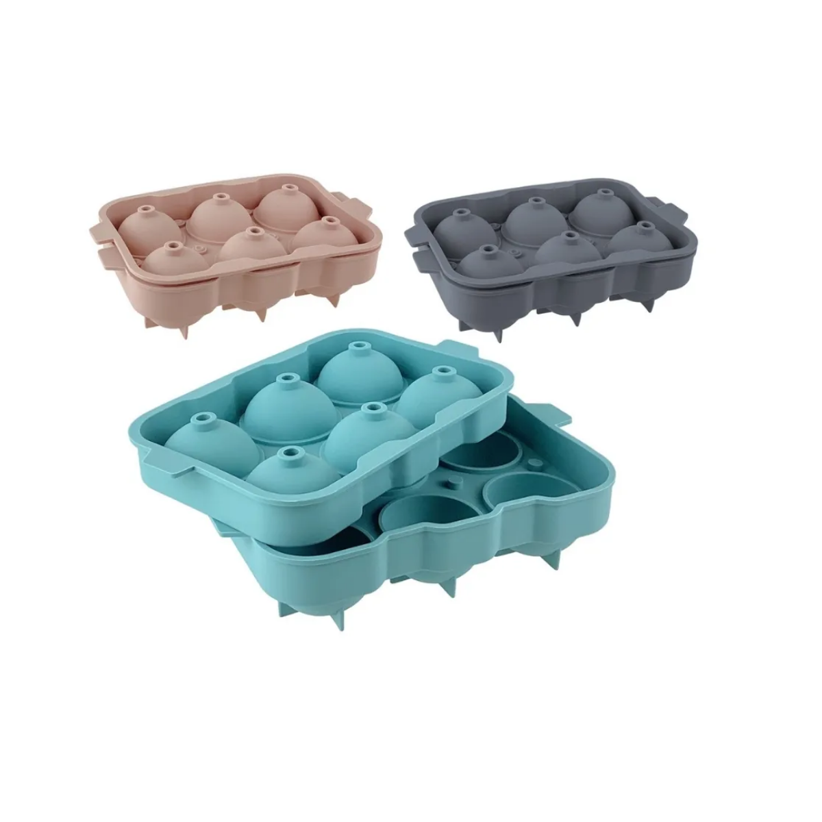 Molde Silicona 6 Esferas De Hielo Con Tapa Whisky Coctelería