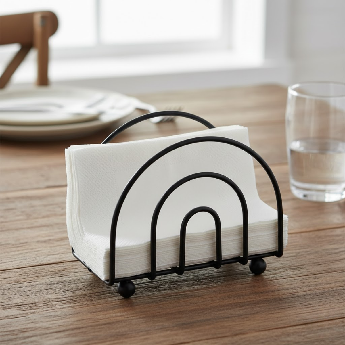 Servilletero De Metal Negro Minimalista Para Mesa