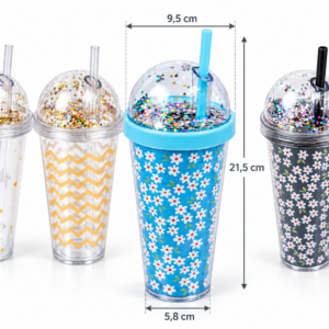 Vaso con tapa + sorbito 380ml